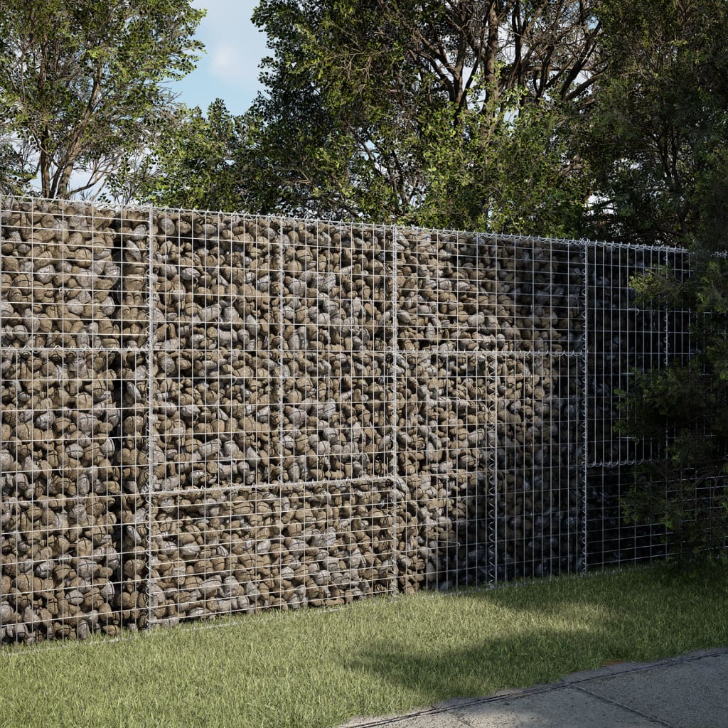 VidaXL Gabione 200x50x150 cm verzinktes Eisen silberfarben