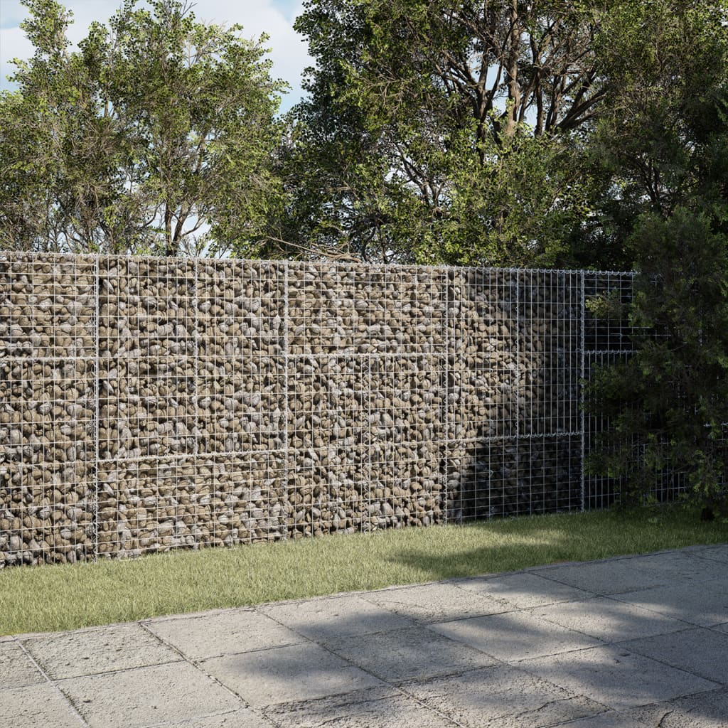 VidaXL Gabione 300x50x150 cm verzinktes Eisen silberfarben