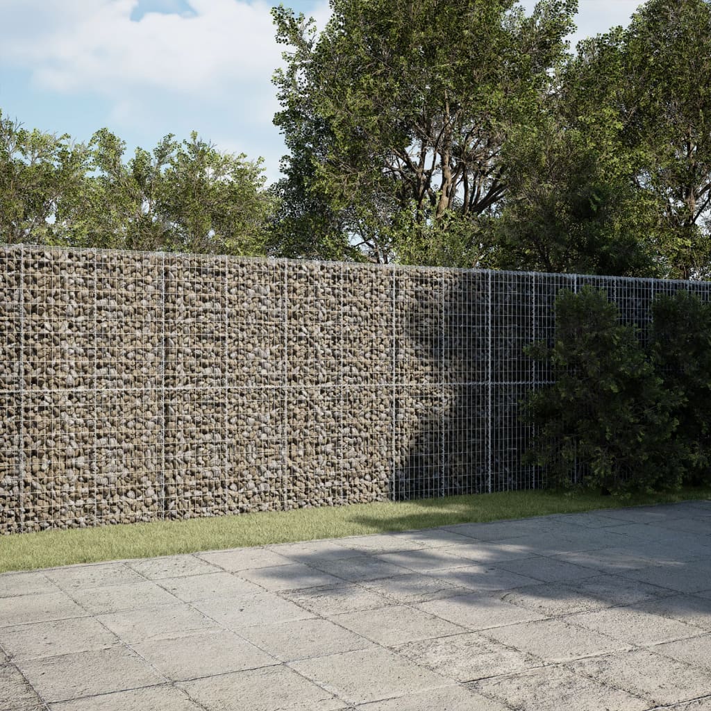 VidaXL Gabione 600x50x200 cm verzinktes Eisen silberfarben