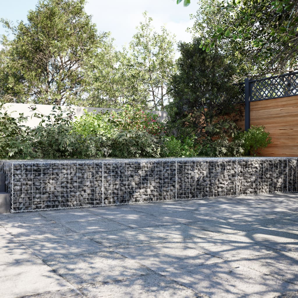 VidaXL Gabione 1200x100x50 cm verzinktes Eisen silberfarben