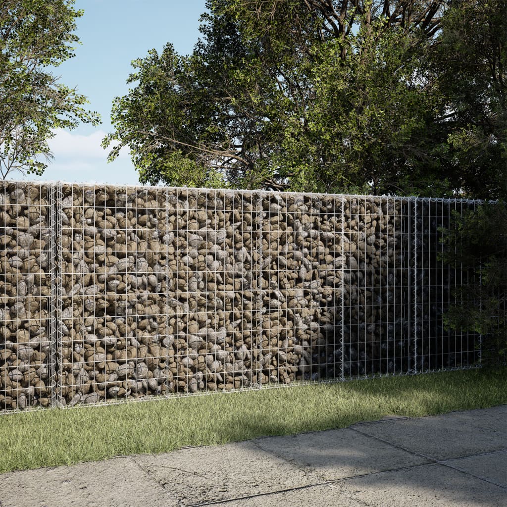 VidaXL Gabione 200x100x100 cm verzinktes Eisen silberfarben