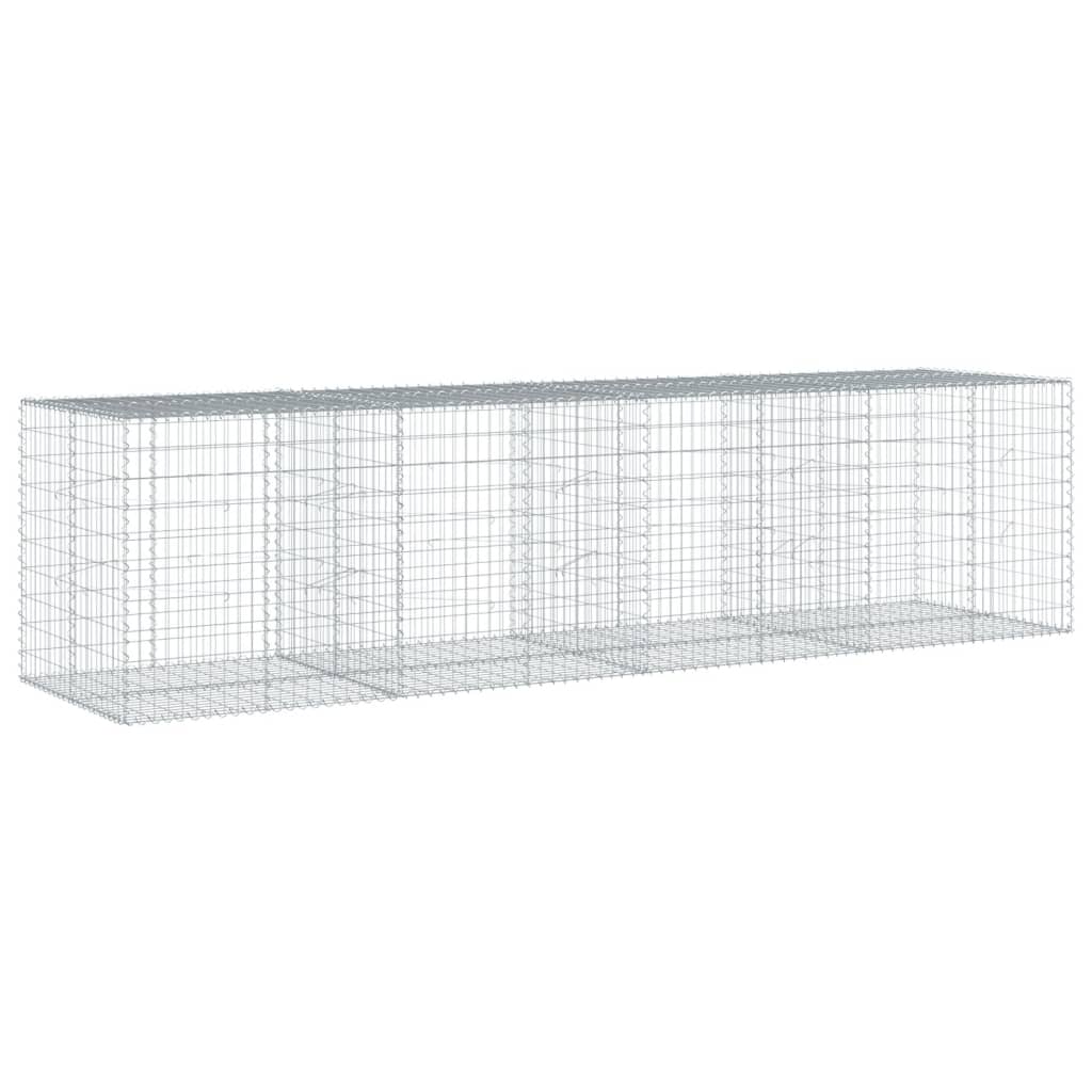 VidaXL Gabione 400x100x100 cm verzinktes Eisen silberfarben