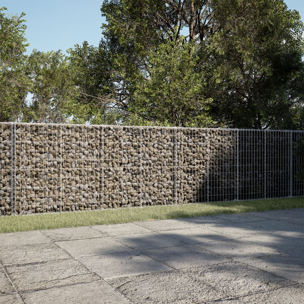 VidaXL Gabione 500x100x100 cm verzinktes Eisen silberfarben