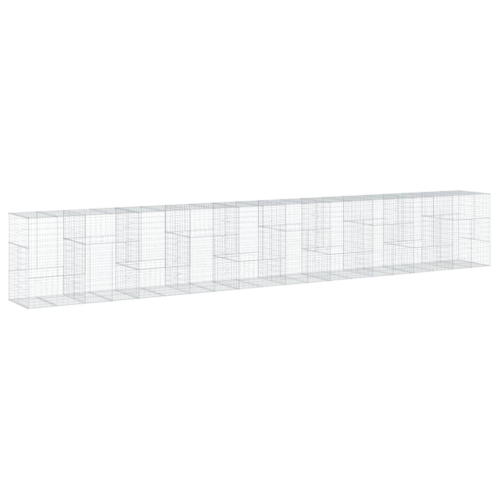 VidaXL Gabione 1000x100x150 cm verzinktes Eisen silberfarben