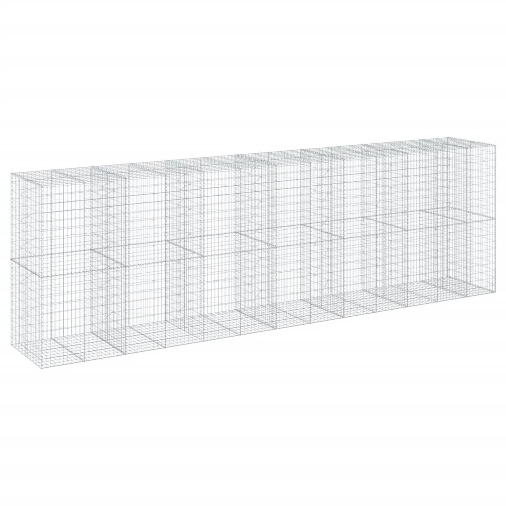 VidaXL Gabione 650x100x200 cm verzinktes Eisen silberfarben
