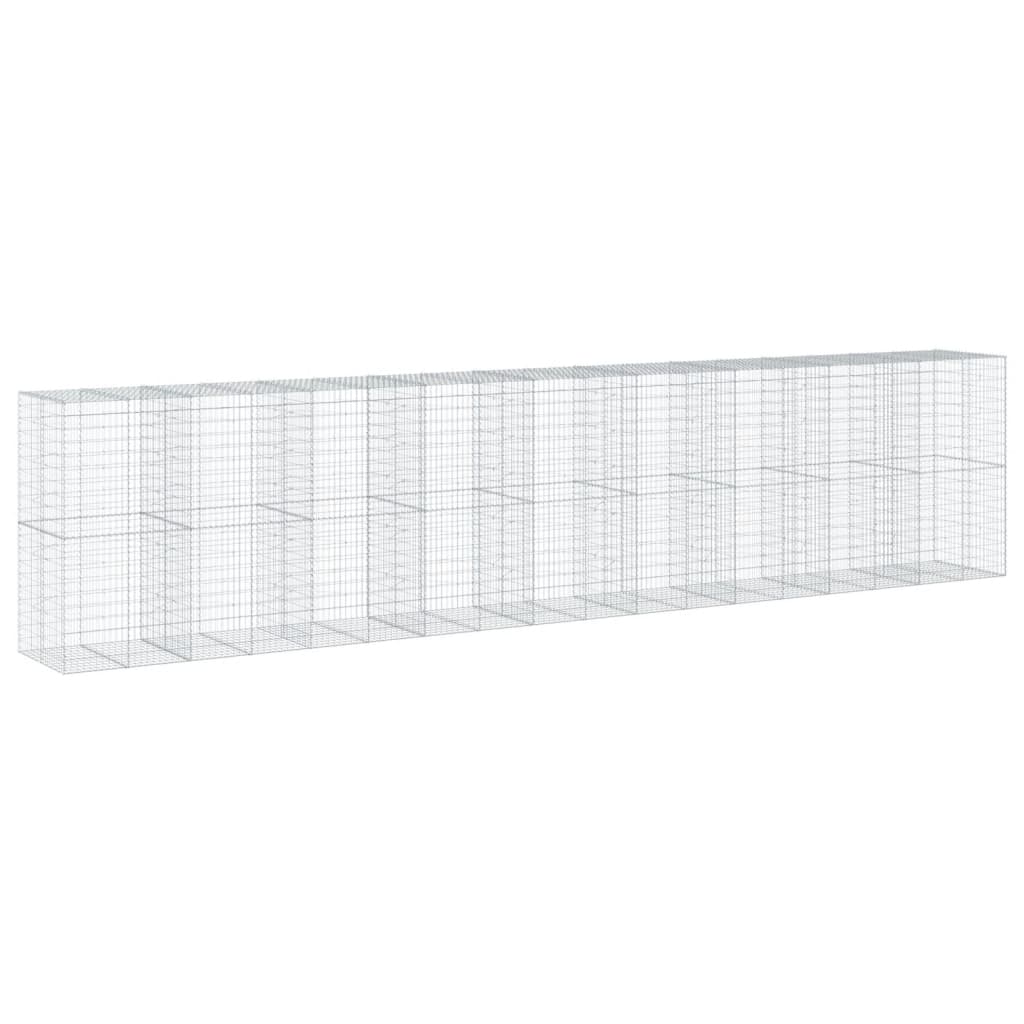 VidaXL Gabione 900x100x200 cm verzinktes Eisen silberfarben