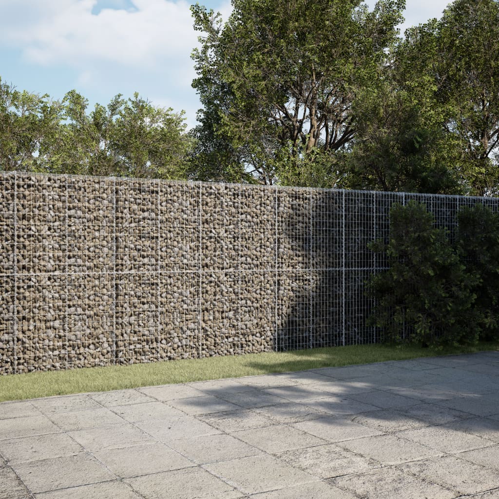 VidaXL Gabione 1050x100x200 cm verzinktes Eisen silberfarben