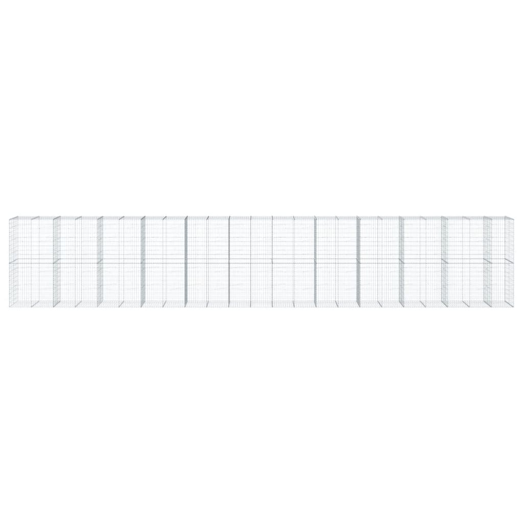 VidaXL Gabione 1150x100x200 cm verzinktes Eisen silberfarben