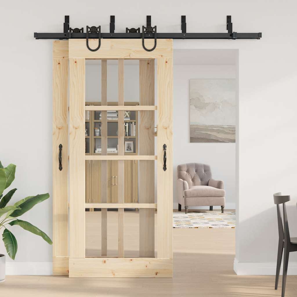 Vidaxxl Box mit Teilen für Schiebetür 200 cm Stahl schwarz