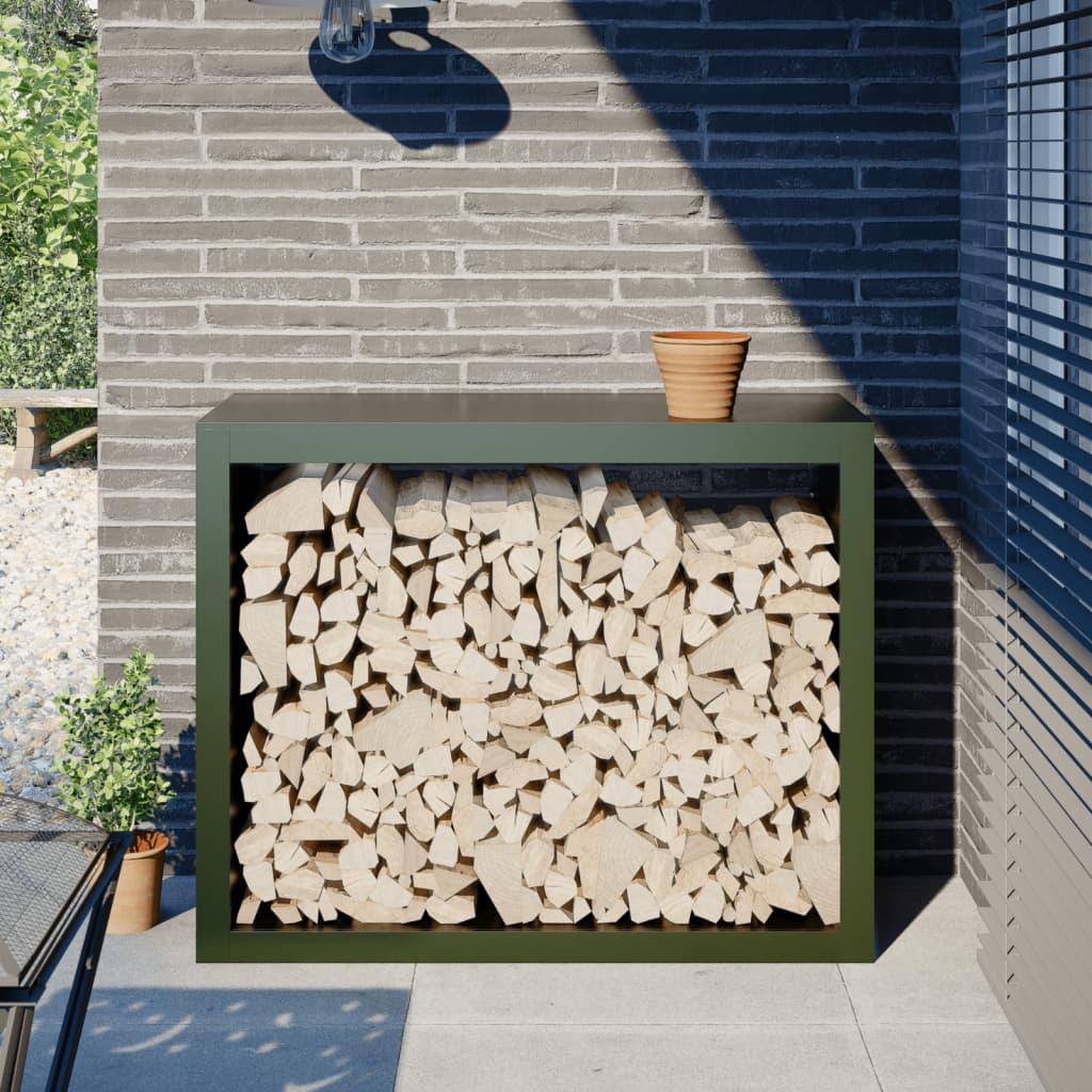 Vidaxx Brennholzregal 100x40x80 cm Stahl grün
