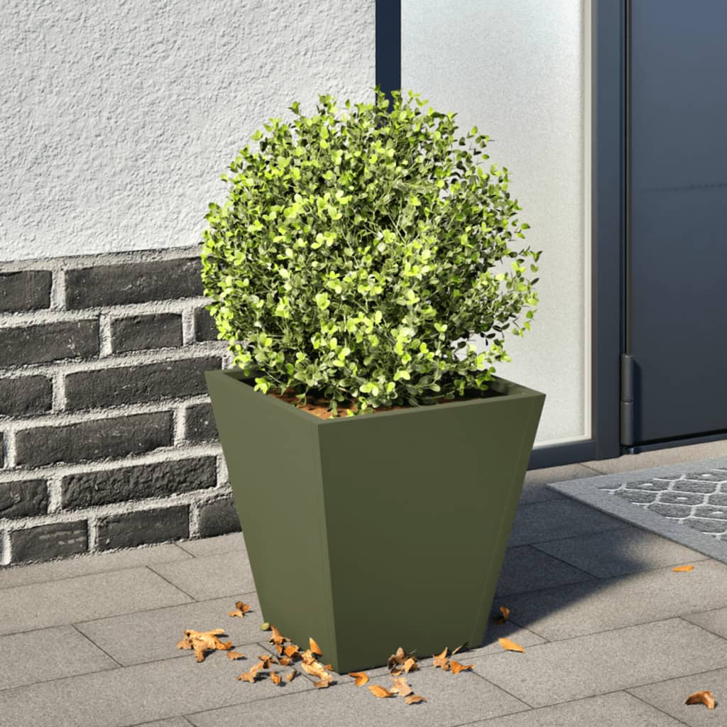 Vidaxx Pflanzgefäß 30x30x30 cm Stahl olivgrün