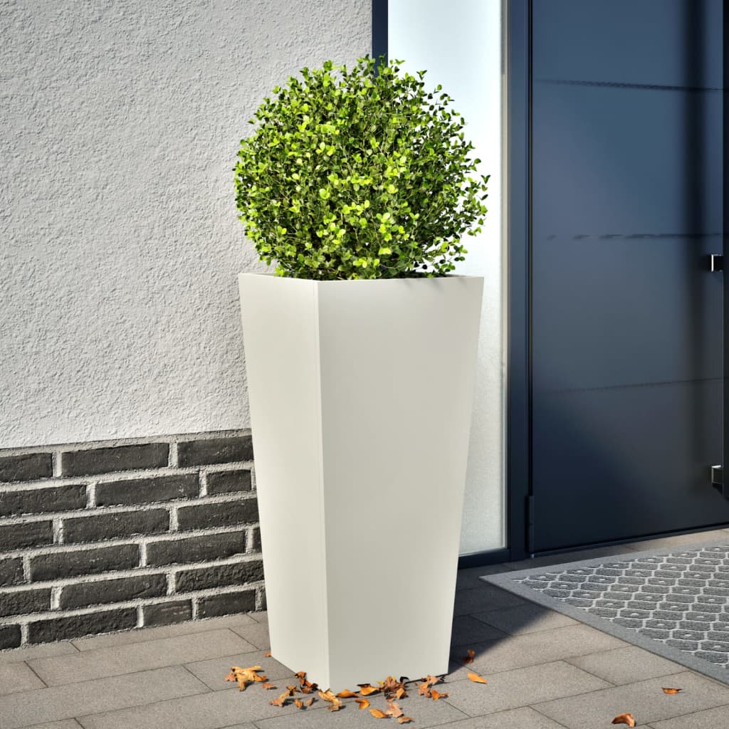 Vidaxx Pflanzgefäß 35x35x75 cm Stahl weiß