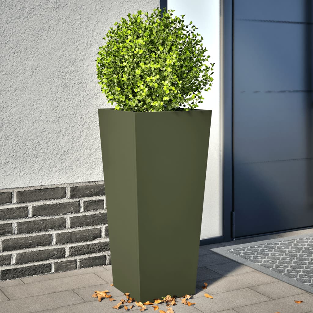 Vidaxx Pflanzgefäße 2 Stk. 35x35x75 cm Stahl olivgrün