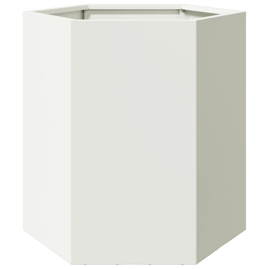 Vidaxx Pflanzgefäß Sechseck 46x40x45 cm Stahl weiß