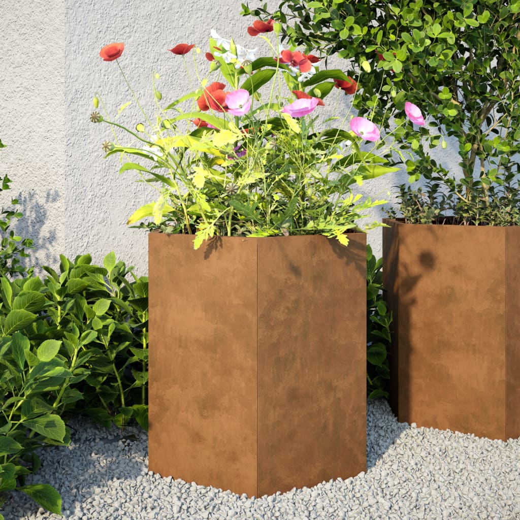 VidaXL Pflanzgefäß sechseckig 46x40x45 cm Cortenstahl