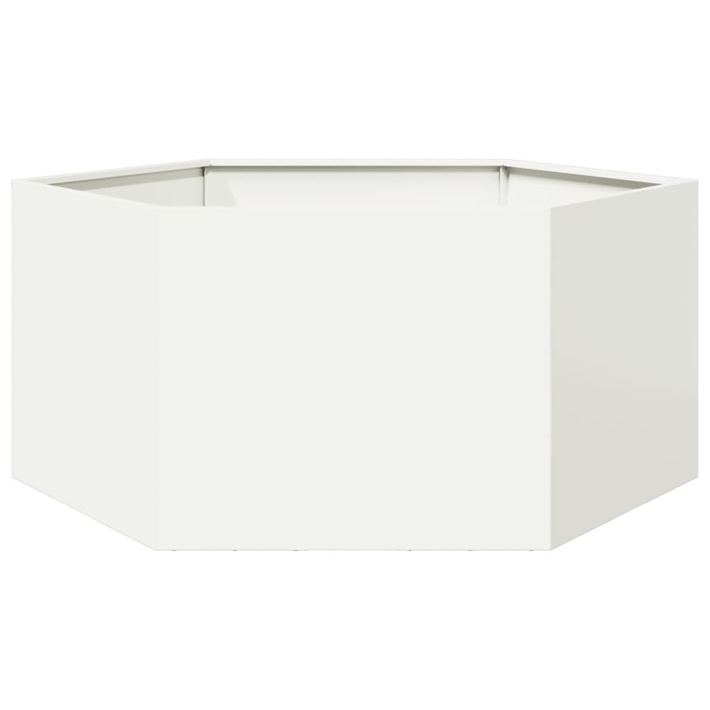 Vidaxx Pflanzgefäß Sechseck 104x90x45 cm Stahl weiß