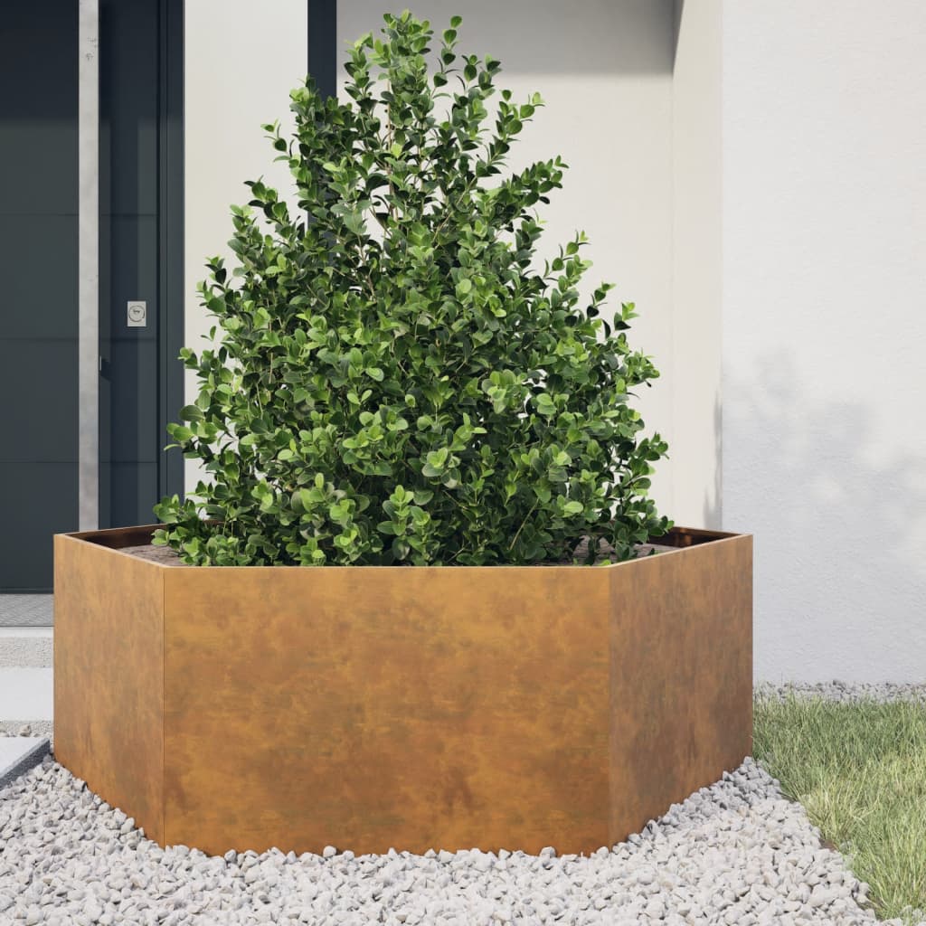Vidaxx Pflanzgefäß Sechseck 138x120x45 cm wetterfester Stahl