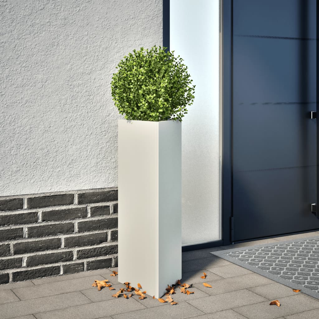Vidaxx Pflanzgefäß Dreieck 30x26x75 cm Stahl weiß