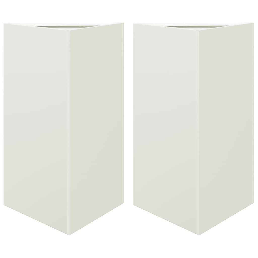 Vidaxx Pflanzgefäße 2 Stk. Dreieck 50x43x75 cm Stahl weiß