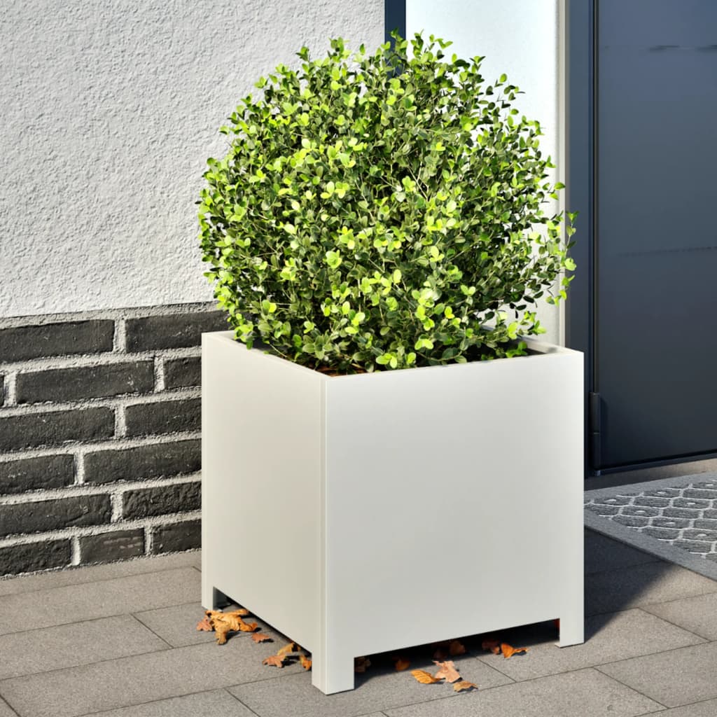 Vidaxx Pflanzgefäße 2 Stk. 40x40x40 cm Stahl weiß