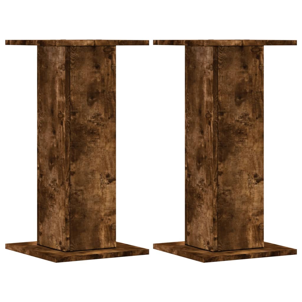 VidaXL Lautsprecherständer 2 Stück 30x30x60 cm verarbeitetes Holz geräucherte Eiche