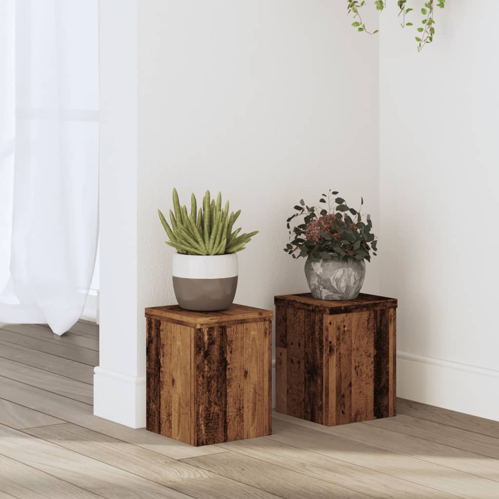 VidaXL Pflanzenständer 2 Stück 15x15x20 cm behandeltes Holz, altholzfarben