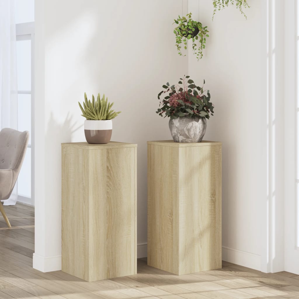 VidaXL Pflanzenständer, 2 Stück, 30 x 30 x 70 cm, Holzwerkstoff, Sonoma-Eiche