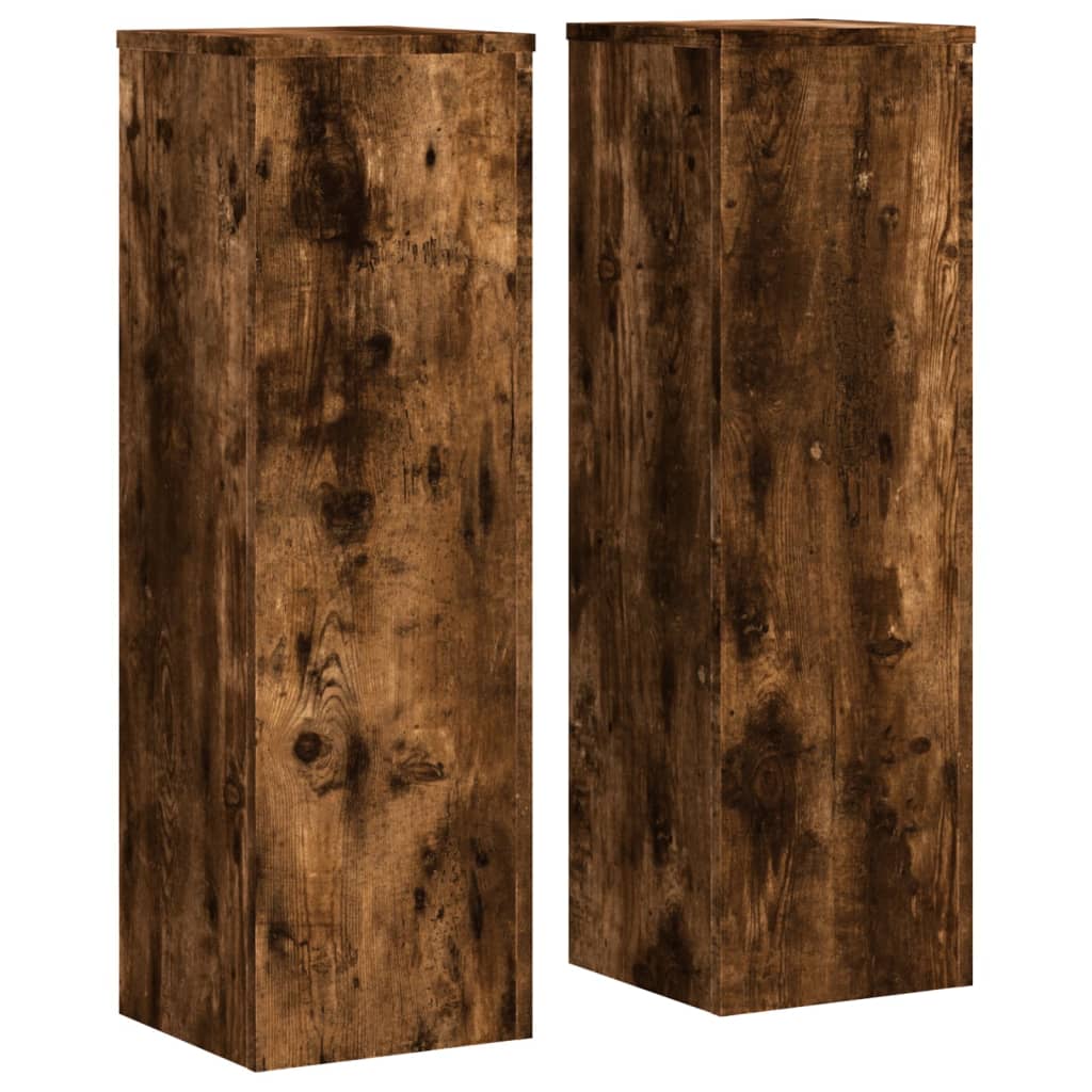 Vidaxx Pflanzenständer 2 Stück 25x25x80 cm verarbeitetes Holz geräucherte Eiche