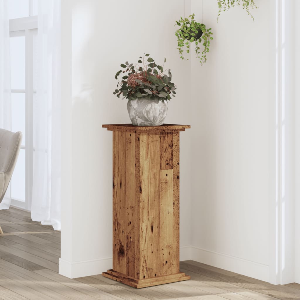 VidaXL Pflanzenständer 33x33x80 cm Holzwerkstoff, altholzfarben
