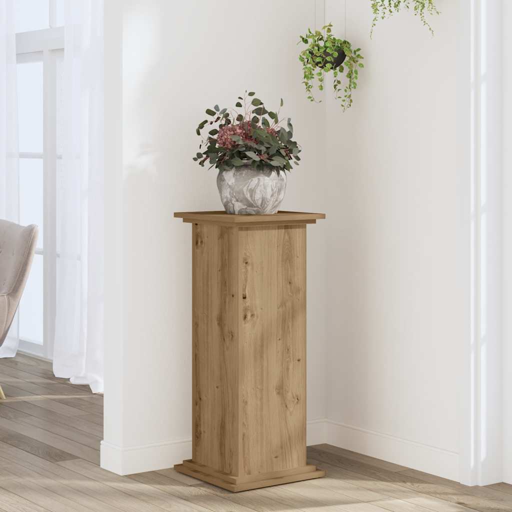 VidaXL Pflanzenständer 33 x 33 x 80 cm, handgefertigtes Holz, handgefertigte Eichenfarbe