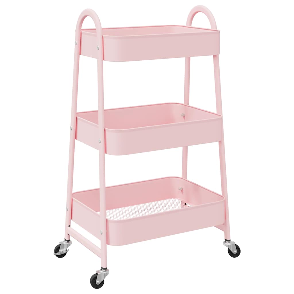 Vidaxx Aufbewahrungswagen 3-lagig rosa 42x41,5x77 cm Stahl