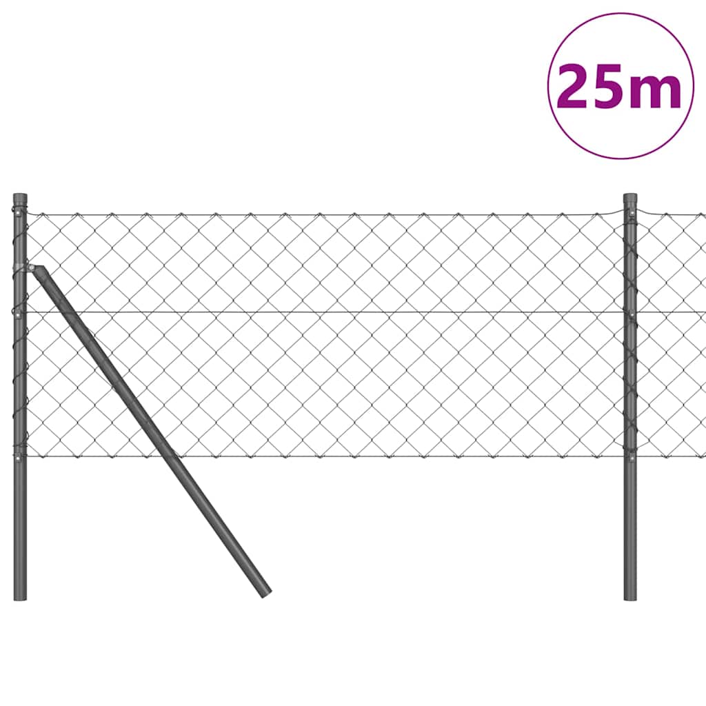 Vidaxl Zaunpfahl grau 25 x 0,8 m (60 x 60 mm Maschenweite) Stahl