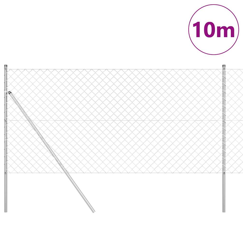 Vidaxl Zaunpfahl Silber 10 x 1,2 m (60 x 60 mm Maschenweite) Stahl
