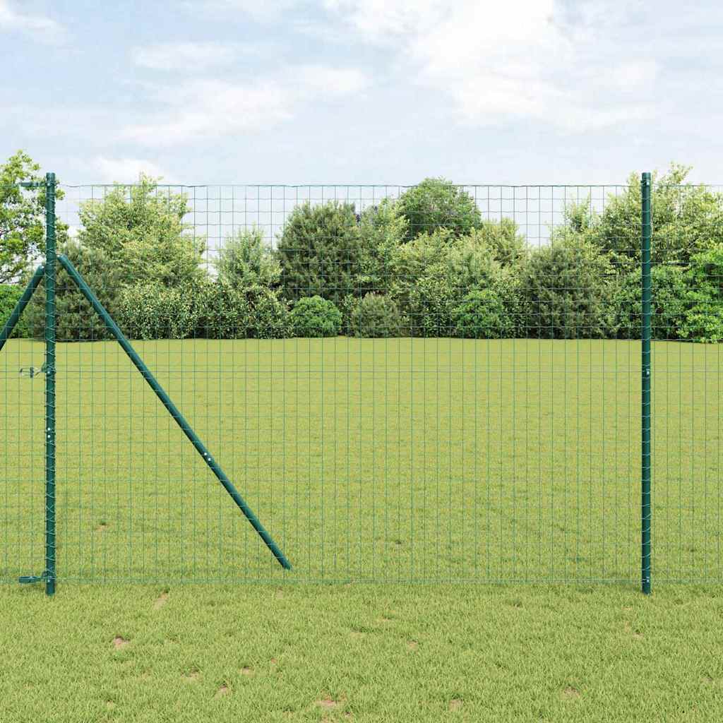 Vidaxl-Zaun mit Pfosten grün 1,5 x 10 m aus Stahl und PVC
