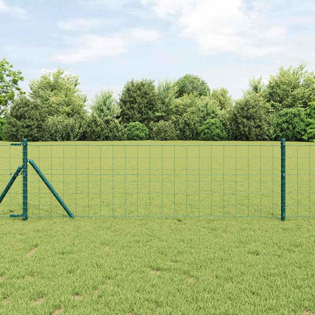 Vidaxxl-Zaun mit Pfosten grün 0,4 x 10 m aus Stahl und PVC