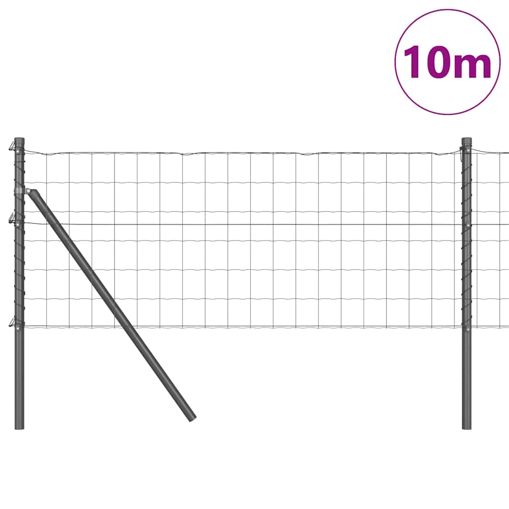 Vidaxl-Zaun mit Pfosten grau 0,8 x 10 m aus Stahl und PVC