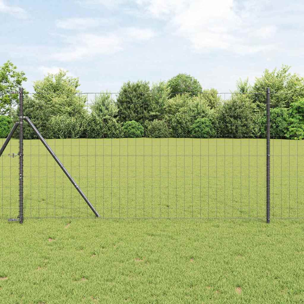 Vidaxl-Zaun mit Pfosten grau 1,4 x 10 m aus Stahl und PVC
