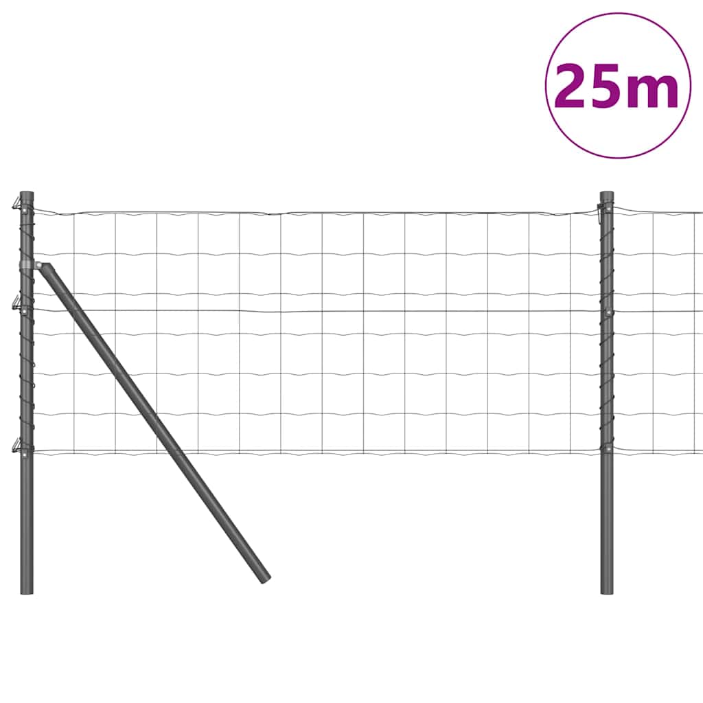 Vidaxxl Zaun mit Pfosten grau 0,8 x 25 m Stahl
