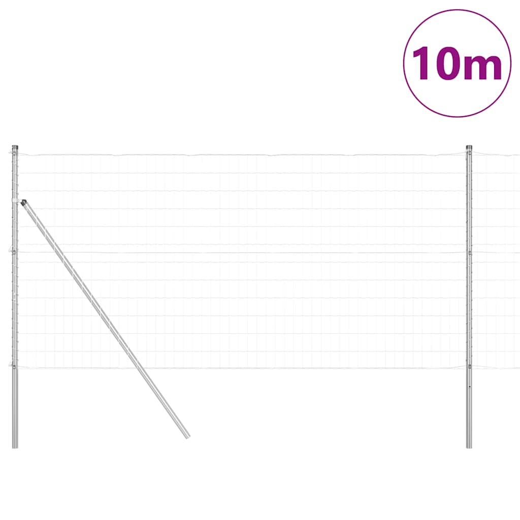 Vidaxl-Zaun mit Pfosten silber 1,4 x 10 m aus Stahl und PVC