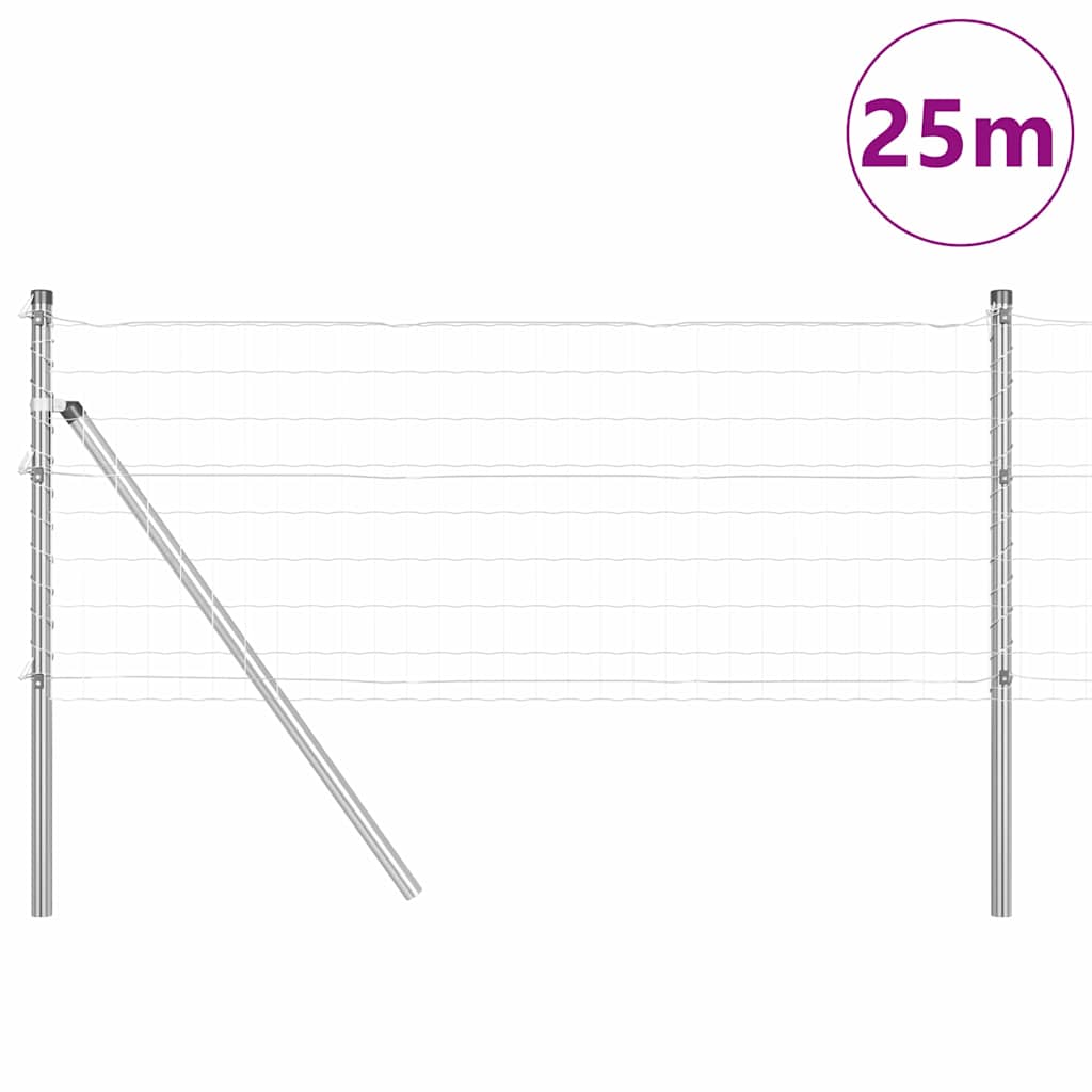 Vidaxl-Zaun mit Pfosten silber 0,4 x 25 m aus Stahl und PVC