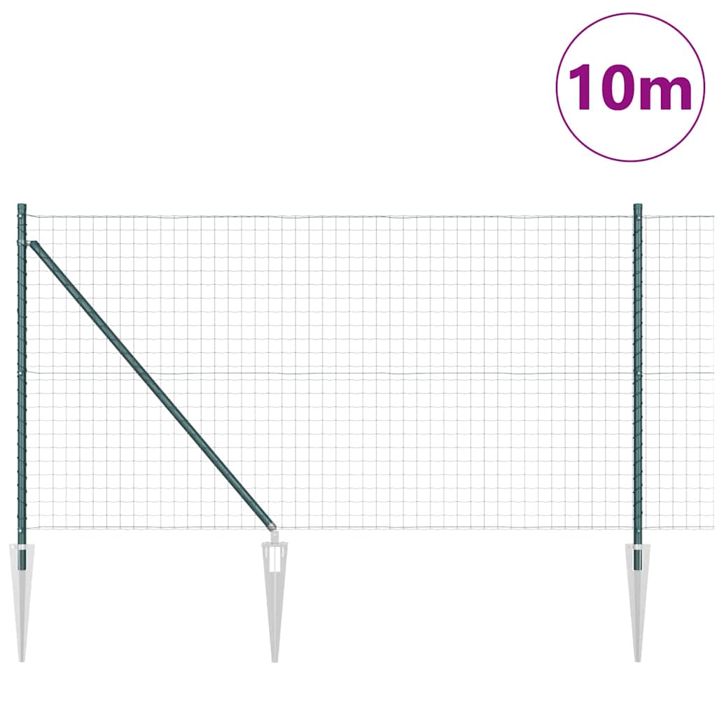 Vidaxxl-Zaun mit Pfosten grün 1 x 10 m aus Stahl und PVC
