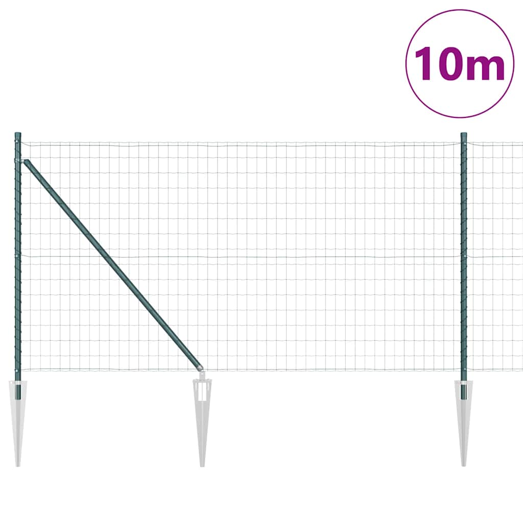 Vidaxxl-Zaun mit Pfosten grün 1 x 10 m aus Stahl und PVC