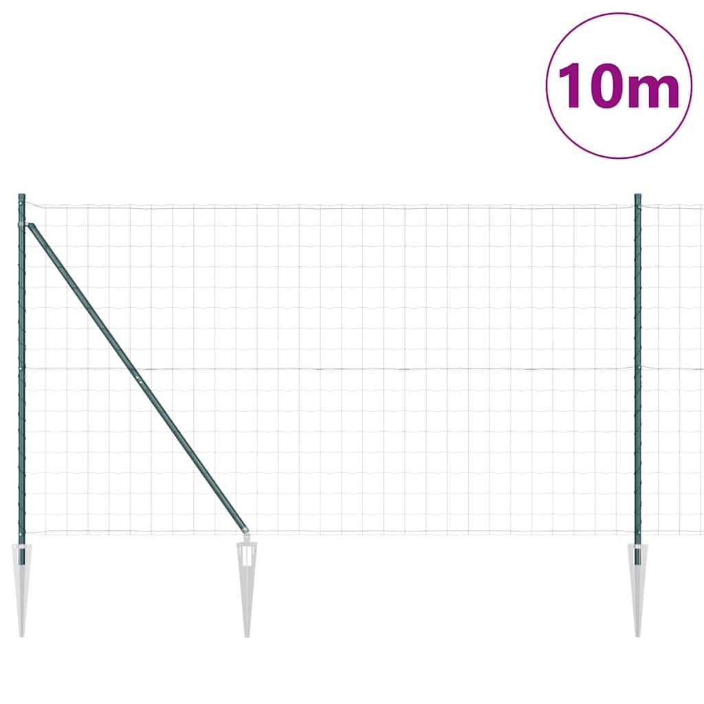 Vidaxl hek met paal groen 1,6 x 10 m staal en pvc
