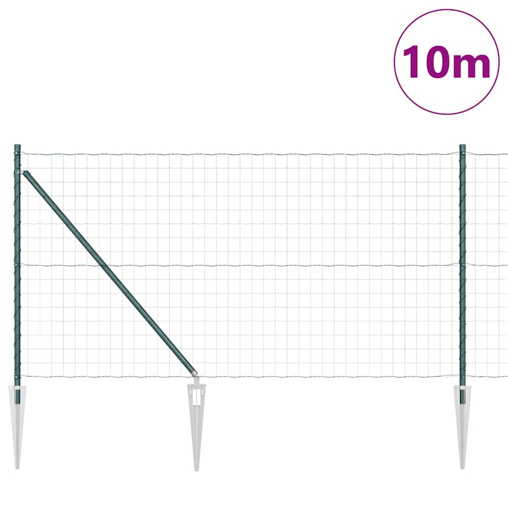 Vidaxl hek met paal groen 1 x 10 m staal