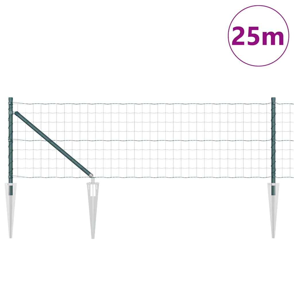 Vidaxl hek met paal groen 0,4 x 25 m staal en pvc