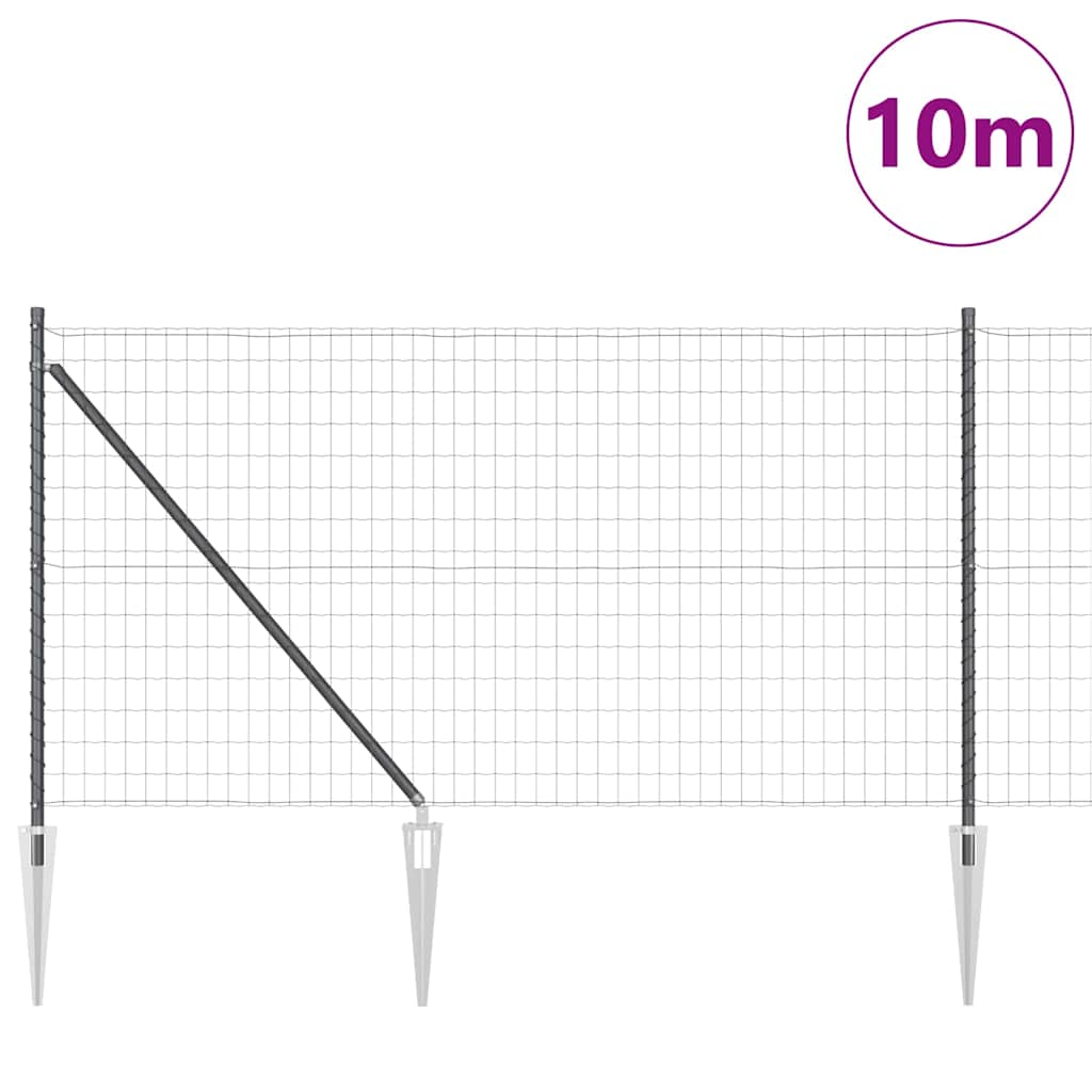 Vidaxl hek met paal grijs 1 x 10 m staal en pvc