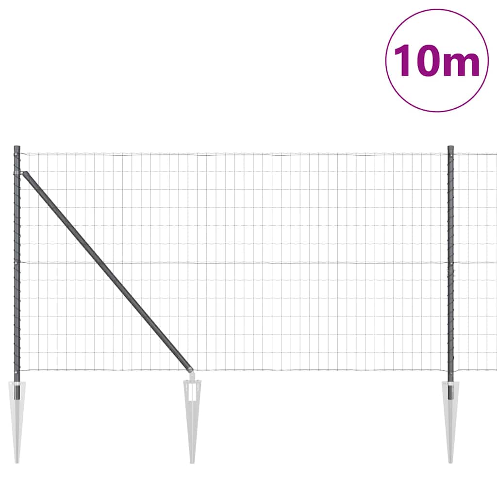 Vidaxl hek met paal grijs 1 x 10 m staal en pvc