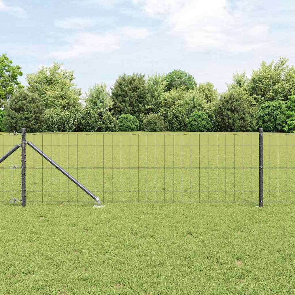 Vidaxl hek met paal grijs 0,8 x 10 m staal en pvc