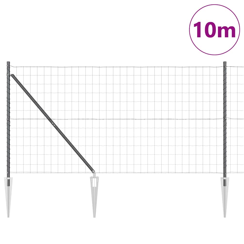 Vidaxl hek met paal grijs 1,2 x 10 m staal en pvc