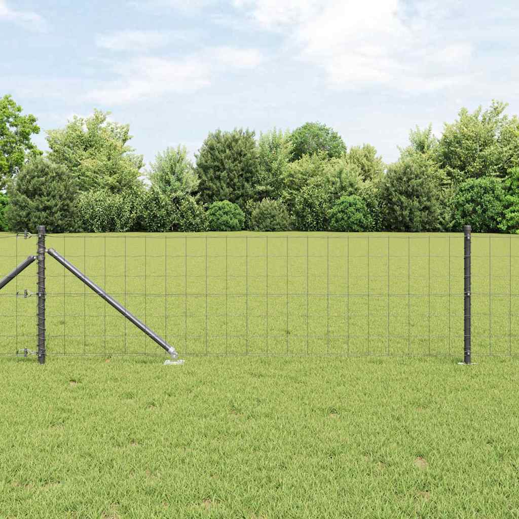 Vidaxl hek met paal grijs 0,8 x 10 m staal